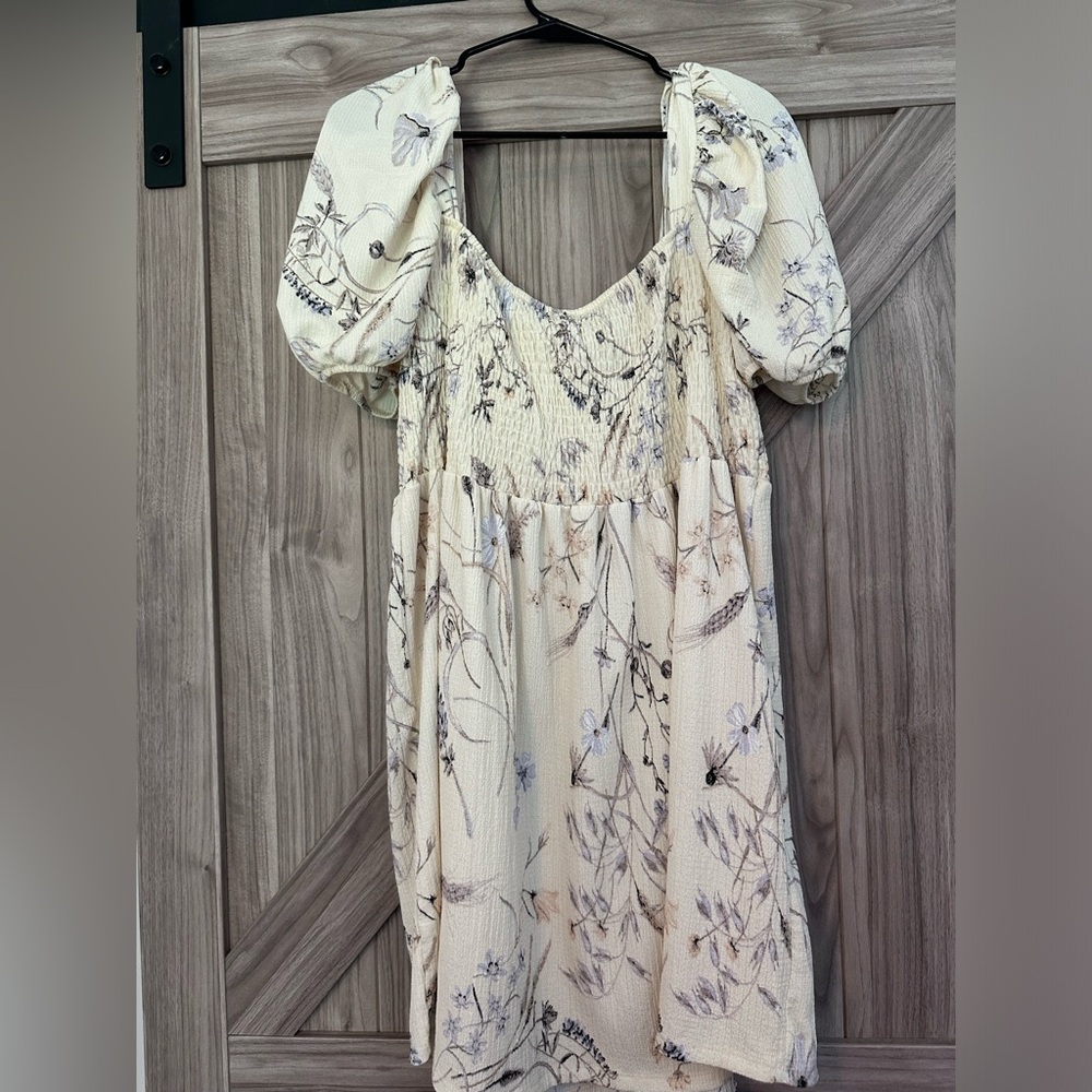 H&M smocked floral mini dress